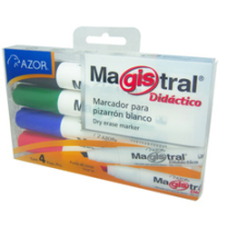 MARCADOR P/PIZARRON COLORES SURTIDOS MAGISTRAL DIDACTICO 4 PZ