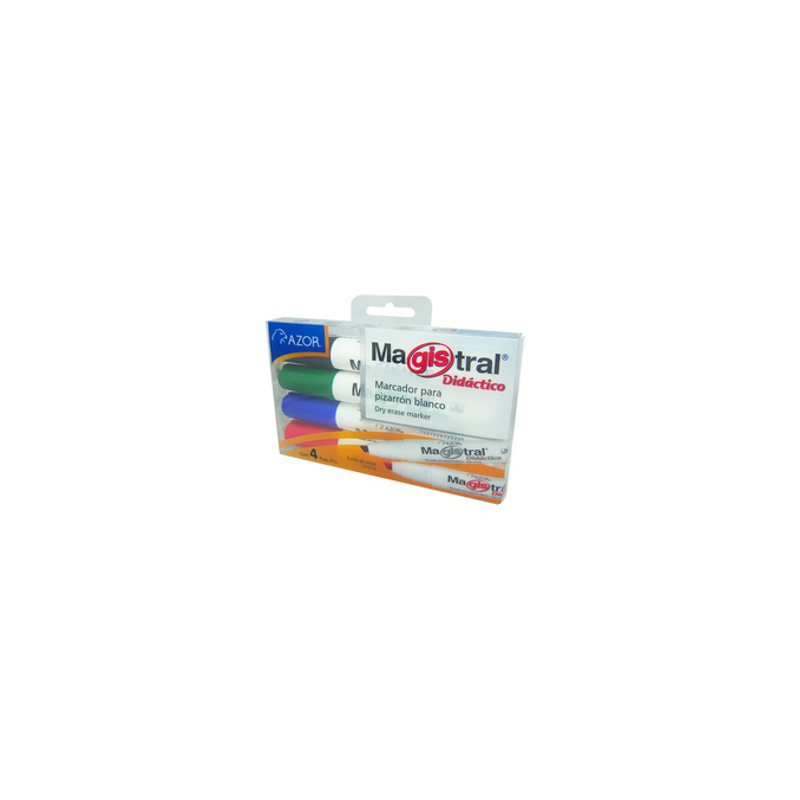MARCADOR P/PIZARRON COLORES SURTIDOS MAGISTRAL DIDACTICO 4 PZ