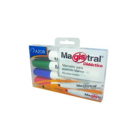 MARCADOR P/PIZARRON COLORES SURTIDOS MAGISTRAL DIDACTICO 4 PZ